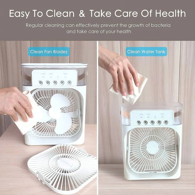 Portable air cooler fan with 7-color light – personal ac fan