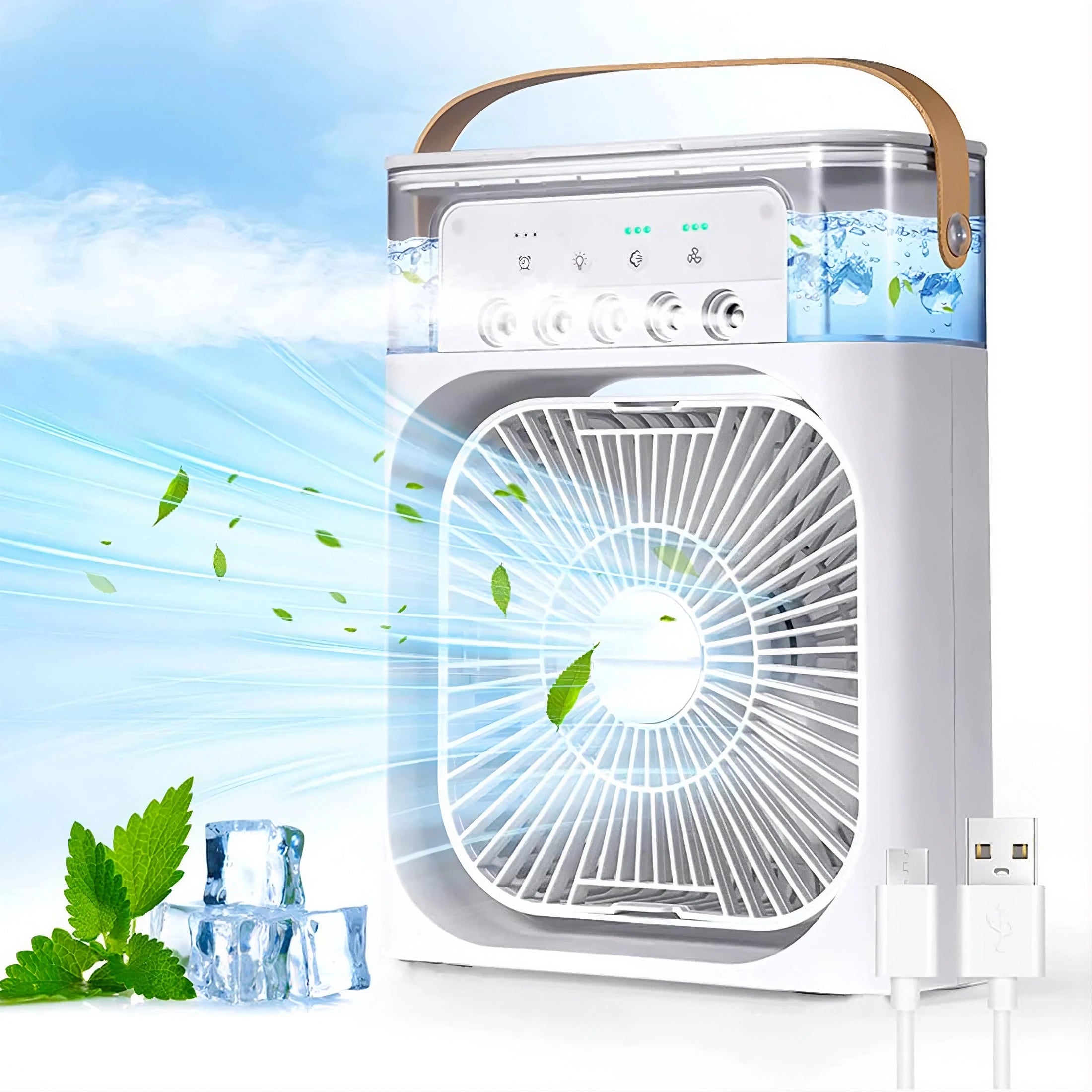 Portable air cooler fan with 7-color light – personal ac fan